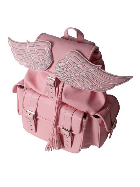 LUCID MOXIE › Sid pink winged backpack Kawaii Aesthetic Outfits, Cute Room Stuff, Pink Backpacks, My Birthday Gift, Cute Objects, Grey Embroidery, Sentimental Circus, Character Moodboard, Stylish School Bags