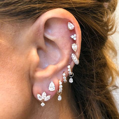 Curated Earrings, Maria Tash Earrings, Curated Ear, Cool Ear Piercings, Pretty Ear Piercings, Maria Tash, Shine Bright Like A Diamond, Earrings Inspiration, Tragus Piercings