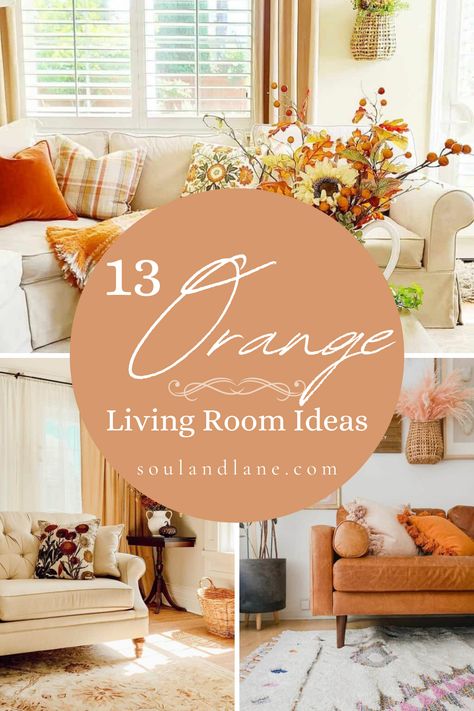 Ignite your living space with the warmth and energy of vibrant visions, featuring outstanding orange living room ideas. Start by introducing a bold, orange accent wall to serve as a dynamic backdrop for your decor. Pair it with neutral furniture pieces to balance the intensity and highlight the cheerful hue. Accessorize with throw pillows, rugs, and curtains in varying shades of orange, from terracotta to tangerine, adding depth and dimension. Incorporate natural wood elements and greenery to so Orange Accent Living Room, Orange Chairs Living Room, Orange Accent Decor, Orange Living Room Walls, Orange Living Room Decor Ideas, Orange Accents Living Room, Orange Accent Wall, Orange Living Room Ideas, Blue And Orange Living Room