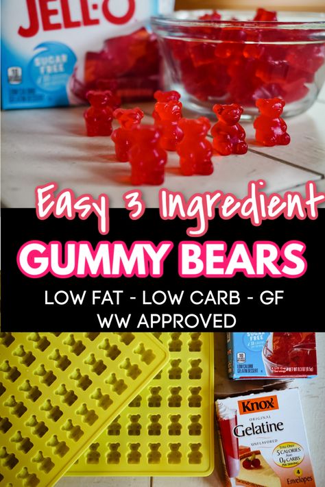 Gummy Bear Recipe With Jello, Jello Gummy Bears, Healthy Gummy Bears, Homemade Gummy Bears, Homemade Gummies, Gummies Recipe, Bear Recipes, Best Low Carb Recipes, Carb Foods