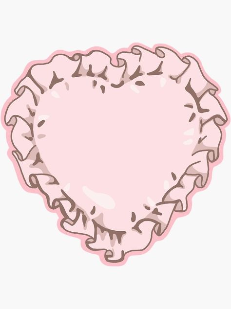 "Super cute pink heart with ruffle edge" Sticker for Sale by thecoolcanvas | Redbubble Kawaii Scrapbook, Pink Elements, Coquette Heart, Cute Pink Heart, Girly Graphics, Cake Clipart, Art Examples, Paper Journal, Cute Pastel Wallpaper