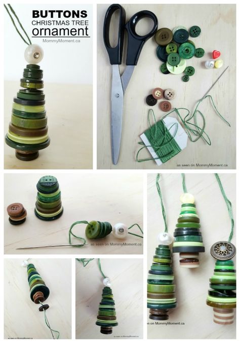 These button Christmas Tree ornaments are adorable and easy to make. They would look lovely on the tree Button Christmas Tree, Popsicle Stick Christmas Crafts, Elf Crafts, Christmas Craft Show, Button Ornaments, Christmas Crafts For Kids To Make, Christmas Buttons, Homemade Christmas Decorations, Navidad Diy