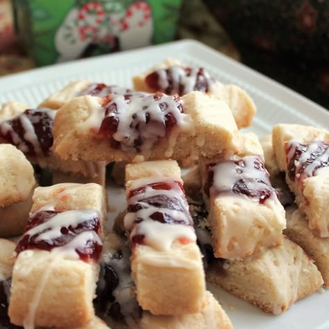 Ribbon Cookies, Almond Glaze, Cherry Preserves, Holiday Platters, Popular Cookies, Jam Cookies, Shortbread Cookie, Almond Flavor, Shortbread Cookies