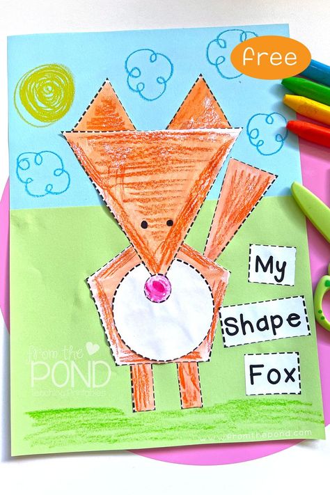 We've updated our math shape crafts for Autumn and Fall. On the blog we take you through the new inclusions with the fox as a sample. Shape crafts combine geometry, fine motor and creativity! Autumn Shape Activities, Fox Preschool Art, Build A Fox Craft, Fox Worksheets Preschool, Fox Kindergarten Activities, Squirrel Name Craft, Preschool Fox Craft, Preschool Fox Activities, Animal Craft Kindergarten