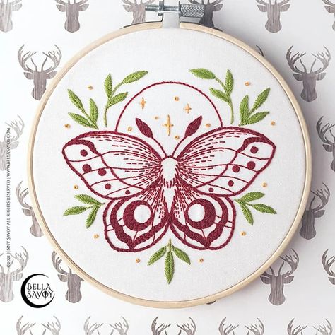 Boho Moth Embroidery Pattern PDF Butterfly Embroidery PDF | Etsy Black Outline Embroidery, Witchy Embroidery Patterns, Pattern Embroidery Design Drawings, Modern Embroidery Ideas, Spiritual Embroidery, Embroidery Moth, Witchy Embroidery, Moth Embroidery, Pdf Pattern Embroidery