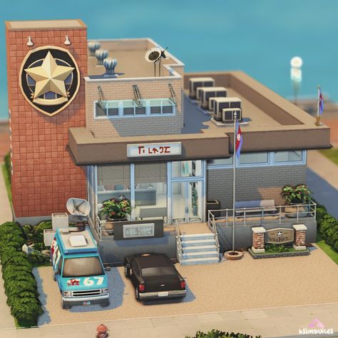 Sims 4 Police Station, San Sequoia, House Reference, Sims Houses, Sims Builds, The Sims 4 Packs, City Model, Sims 4 Mm, Sims House Design