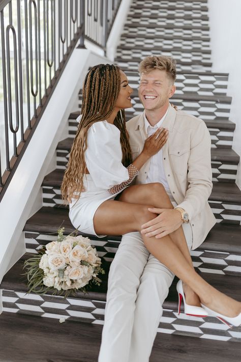 Tara And Hunter Wedding, Interracial Couple Photoshoot Ideas, Interracial Couple Engagement Photos, Interracial Engagement Photos, Hunter Woodhall, Interracial Families, Tara Davis, Interracial Wedding Photos, Interracial Couples Bwwm