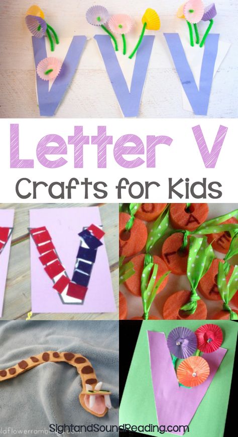 Letter V Crafts Letter V Crafts for preschool or kindergarten - Fun, easy and educational! Students will have fun learning and making these fun crafts! Letter V Crafts, Letter E Activities, Letter P Crafts, Letter E Craft, Letter B Activities, Letter Recognition Worksheets, Abc Crafts, Letter Crafts, Worksheets Preschool