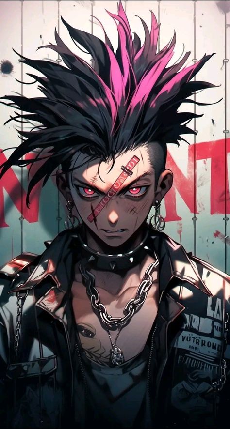 Punk Anime Art, Punk Anime Guy, Anime Techwear, Anime Husbando, Chica Punk, Cyberpunk Anime, Punk Art, Swag Cartoon, Estilo Punk