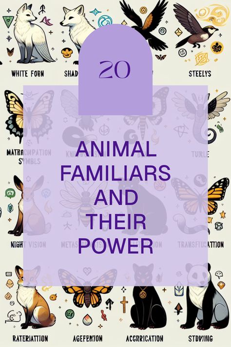 Discover how to connect with your spirit animal through our fascinating list of 20 animal familiars and their unique magical attributes. From the wise owl to the fierce fox, each creature has special qualities that can enhance your journey into witchcraft and personal growth. Learn the significance of each animal with quick insights and unleash the secrets to honing your witchcraft skills by incorporating these magical allies into your rituals. Find your animal guide today! Witches And Familiars, Witch Familiar Animals List, Fox Witchcraft, Familiars Witch Animal, Witch Familiar Animals, Owl Familiar, Fox Spirit Animal, Pagan Practices, Find Your Spirit Animal