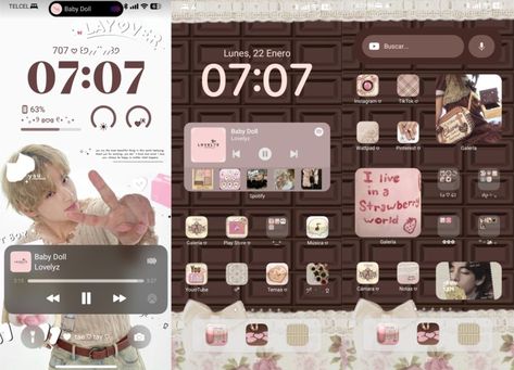homescreen coquette lock screen wallpaper coquette homescreen inspo coquette ios layout coquette chocolate pink cute Lock Screen Wallpaper Coquette, Neopolitan Phone Theme, Coquette Tumblr Header, Aesthetic Phone Screen Layout, Coquette Ios Layout, Neopolitan Wallpapers, Brown Ios Layout, Coquette Chocolate, Cute Iphone Layout