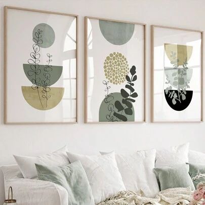 Large Gallery Wall, Sage Green Walls, Mid Century Modern Walls, Living Room Green, Room With Plants, Room Decorations, Home Decor Paintings, Gallery Wall Set, Green Wall