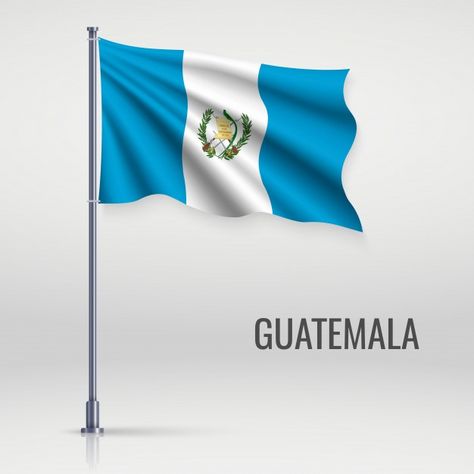 Ondeando la bandera en asta de bandera | Premium Vector #Freepik #vector #bandera #realista #polo #agitando Guatemala Art, Anniversary Flowers, Flags Of The World, Guatemala, Premium Vector, Flowers, Art