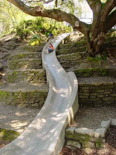 Sloped Backyard, Natural Playground, Playground Design, Backyard Playground, Outdoor Playground, East Bay, Backyard Fun, Kids Playground, Rose Garden