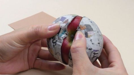 Paper Mache Apple, Paper Mache Planter, How To Make Glue, Diy Paper Mache, Paper Apple, Apple Pin, Making Paper Mache, Paper Towel Tubes, Diy Concrete Planters