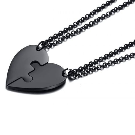 PRICES MAY VARY. Unique Design: Our couple necklace is a combination of two Heart-shaped puzzle pendants, gold, silver and black three colors to choose from, titanium steel material, you can be free to match according to your favorite. Couple Necklace：This fashion Couple heart shape necklace set can be worn with any outfit, including T-shirts, dresses, suits, knits and jeans.They can be worn on birthdays, banquets, afternoon tea and daily work. Size Details: This necklace is 45cm long, please re Best Friends Jewelry, Couple Heart, Friends Jewelry, Pendants Gold, Couple Necklace, Black Couple, Friend Jewelry, Lovers Necklace, Best Friend Jewelry