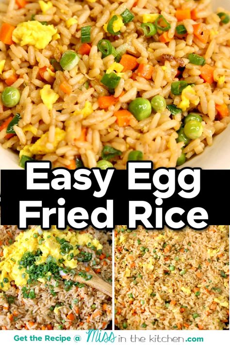 Easy Egg Fried Rice is a super quick recipe made with long grain white rice, carrots, peas, onions and scrambled eggs with a light soy sauce glaze. Perfect for busy weeknights and even better than take-out. Easy Egg Fried Rice, Fried Rice Seasoning, Long Grain White Rice, Egg Rice, Fried Rice With Egg, Crispy Egg, Egg Fried Rice, Wok Cooking, Shrimp Fried Rice