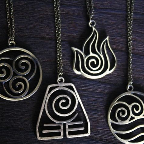 4 Nations the antique bronze Avatar: The Last Airbender jewelry | Wish Avatar Cosplay, Clear Crystal Necklace, Blue Pendant Necklace, Blue Crystal Necklace, Jewelry Halloween, Nice Jewelry, 4 Elements, Fire Nation, Avatar Airbender