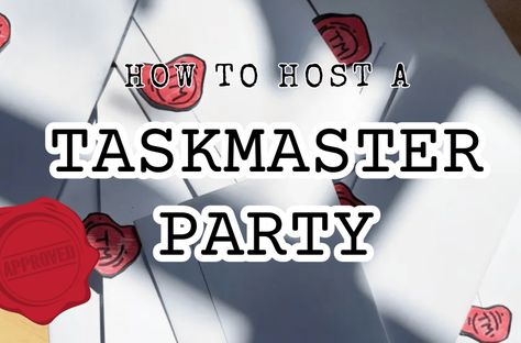 How to throw a Taskmaster themed party - The Escape RoomerThe Escape Roomer Taskmaster Games At Home, Taskmaster Party Games, Taskmaster Party Ideas, Task Master Games At Home, Taskmaster Ideas, Taskmaster Games, Taskmaster Tasks, Taskmaster Party, Task Master