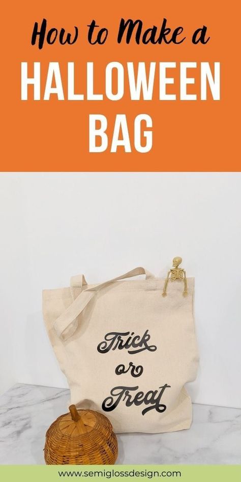 This easy to make DIY trick or treat bag will make you look like Mom of the year. Make your kids this Halloween tote in minutes. Diy Trick Or Treat Bags, Treat Bags For Halloween, Halloween Bags Diy, Diy Techniques And Supplies, Halloween Tote Bag, Vintage Inspired Decor, Halloween Treat Bags, Halloween Tote, Halloween Bags