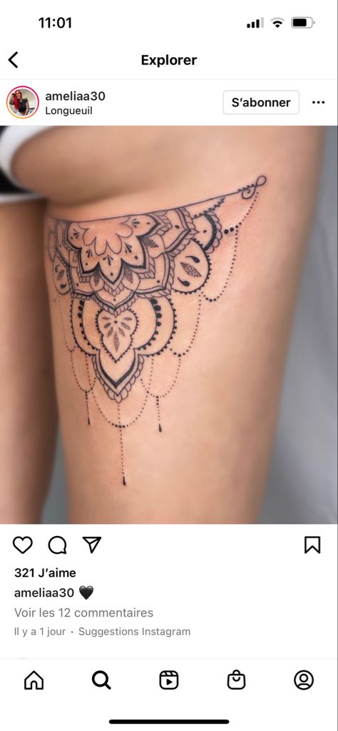 Mandala Tattoo Hip, Mandala Hip Tattoo, Tattoo Hip, Hip Tattoo, Mandala Tattoo, Lotus Flower Tattoo, Flower Tattoo, Tattoos, Quick Saves