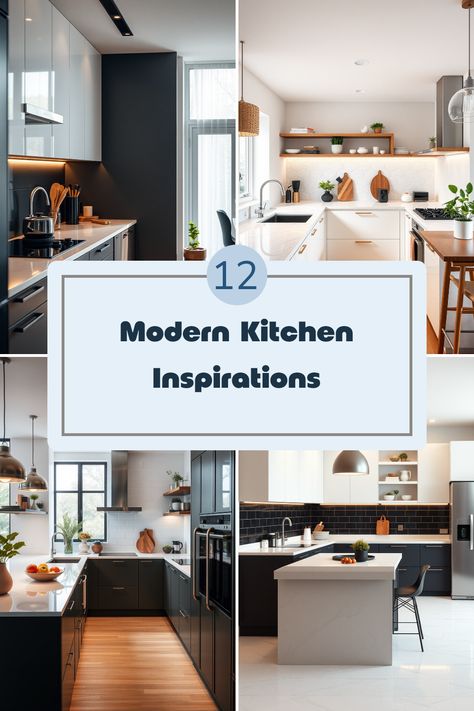 Looking to revamp your kitchen? Check out these 12 modern kitchen ideas filled with style and creativity. Whether you’re dreaming of sleek designs, vibrant color schemes or practical layouts that save space, this collection has something for everyone. From cozy corners to bright focal points, these kitchen inspirations will spark your imagination! Covering everything from innovative storage solutions to eye-catching decor pieces, each idea is sure to encourage thoughtful home cooking and gathering experiences. Upgrade your kitchen ambiance and style today! Modern Kitchen Medium Size, Modern Kitchen Inspiration, Recycled Glass Countertops, Open Kitchen Layouts, Trendy Kitchen Design, One Wall Kitchen, Sleek Cabinet, Warm Wood Tones, Modern Kitchen Ideas