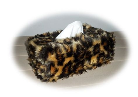 Brighten up that boring tissue box with a fabulous tissue box cover  Handmade from Wild leopard print faux fur fabric  Ideal for carrying in the car to match your other fluffy car accessories or in your home to add a fun and funky touch  #leopardprint #animalprint #tissuebox #tissueboxcover #giftideas #caraccessories #homeaccessories #handmade #itssofluffy #poppyscrafts #poppyscraftscovers #winteraccessories #getwellsoon #giftideas #fauxfur Car Accessories For Guys, Wild Leopard, Get Well Soon Gifts, Fur Fabric, Tissue Box Cover, Faux Fur Fabric, Fur Fabrics, Car Interior Decor, Tissue Box Covers