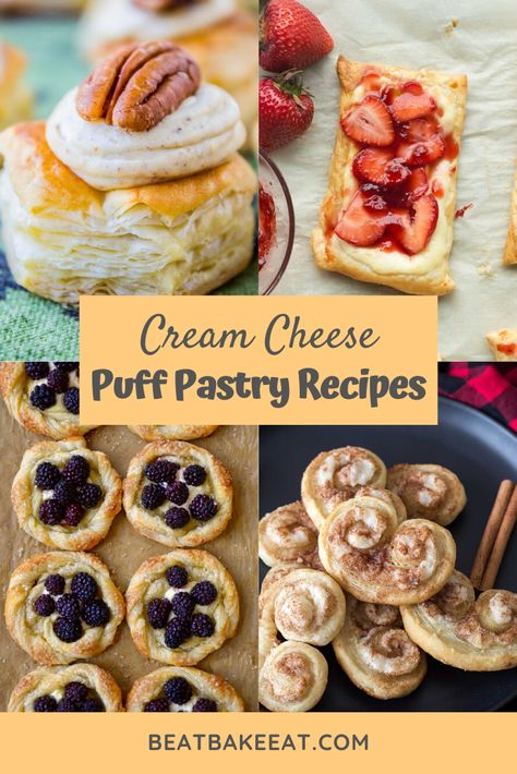 Puff Pastry Recipes Cream Cheese, Cream Cheese Puff Pastry Recipes, Puff Pastry Breakfast, Farm Meals, Baking Hack, Puff Pastry Dessert, Pastry Breakfast, Cream Cheese Puffs, Easy Puff Pastry Recipe