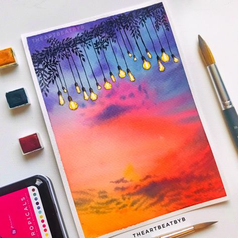 Painting With Acrylic Colours, Cloudy Sunset, Art Beat, Posca Art, Acrylic Colours, Colour Art, Gouache Art, Canvas Painting Designs, Art Painting Gallery