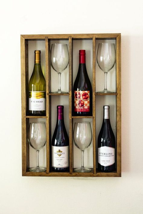 Wine Rack Design, Wooden Wine Rack, Wood Wine Racks, Wine Glass Rack, Wine Decor, Wine Rack Wall, Diy Wine Rack, Glass Rack, Diy Wine