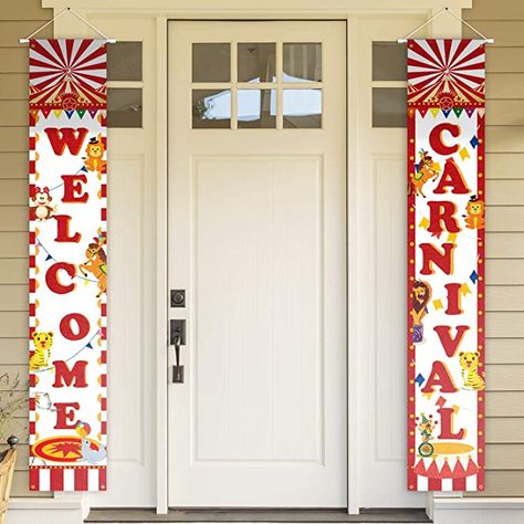 Amazon.com: PAKBOOM Welcome Carnival Circus Yard Sign Door Banner Carnival Theme Birthday Party Decorations Supplies for Kids Adults Family: Furniture & Decor Indoor Carnival Decorations, Carnival Theme Birthday Party, Teacher Appreciation Themes, Carnival Party Decorations, Fair Theme, Theme Carnaval, Circus Decorations, Carnival Decorations, Circus Theme Party