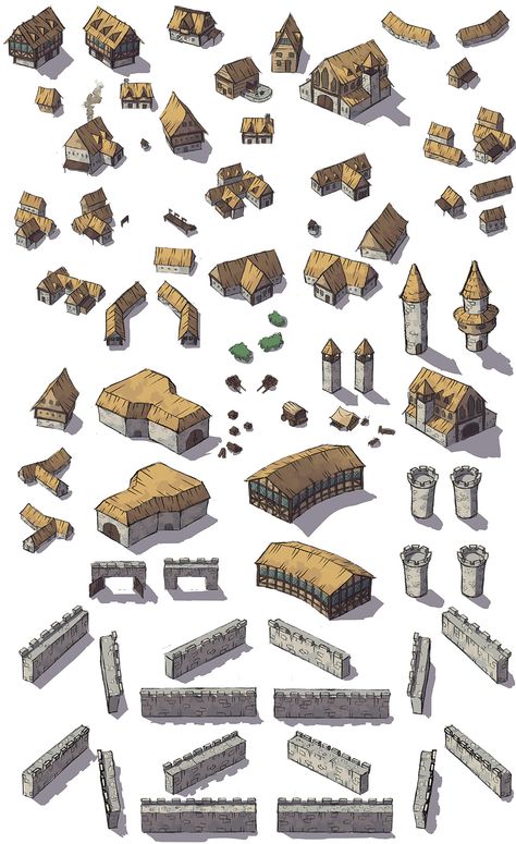 Fantasy Map Making, Fantasy World Map, Minecraft Medieval, Rpg Map, Isometric Art, Dungeon Maps, Architecture Drawing Art, Minecraft Blueprints, Minecraft Architecture