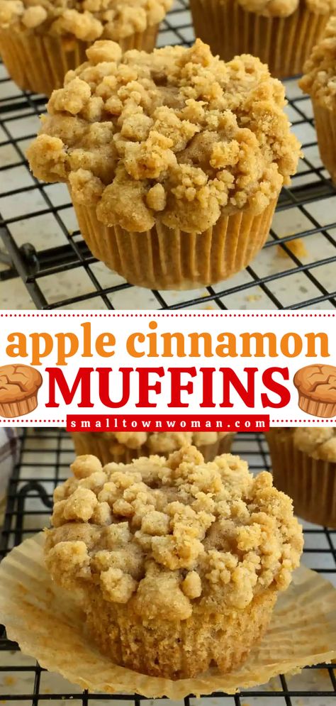 You'll want to enjoy this easy Christmas morning breakfast again and again! Not only are these bakery-style Apple Cinnamon Muffins moist, but they are also crowned with a streusel topping. Put this apple muffin recipe on your holiday brunch ideas! Bakery Style Apple Cinnamon Muffins, Bakery Style Apple Muffins, Cinnamon Crumb Muffins, Apple Cinnamon Muffins Recipe, Apple Pie Muffins, Cinnamon Streusel Muffins, Apple Muffin, Apple Muffin Recipes, Cinnamon Apple Pie