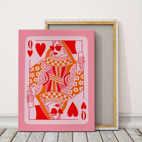 1pc Framed Preppy Canvas Print Poster, Pink Jack Queen Playing Cards Canvas Wall Art, Artwork Wall Painting For Bathroom Bedroom Office Living Room Wall Decor, Home Decoration https://share.temu.com/7qA0JYscinA via @shoptemu Temu Finds, Painting For Bathroom, Christmas Decorations Living Room, Living Room Wall Decor, Artwork Wall, Home Decor Paintings, Painting Bathroom, Office Living Room, Bathroom Bedroom