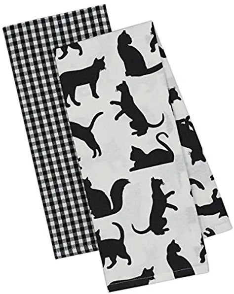 Amazon.com: dish towels - 4 Stars & Up: Home & Kitchen Cat Tea Towel, Cat Towel, Towel Animals, Cat Sitter, Cat Dishes, Black Cat Print, Tea Towel Set, Linen Textile, Cats Meow