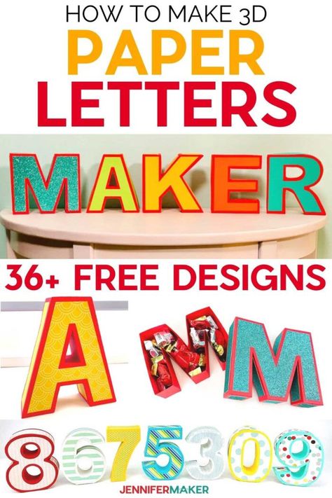 Decorative 3D Paper Letters and Numbers from Jennifer Maker 3d Letters Tutorial, 3d Paper Letters, 3d Letters Diy, Ladybug Craft, Paper Letters, Jennifer Maker, 3d Templates, Cardboard Letters, Diy Paper Flowers