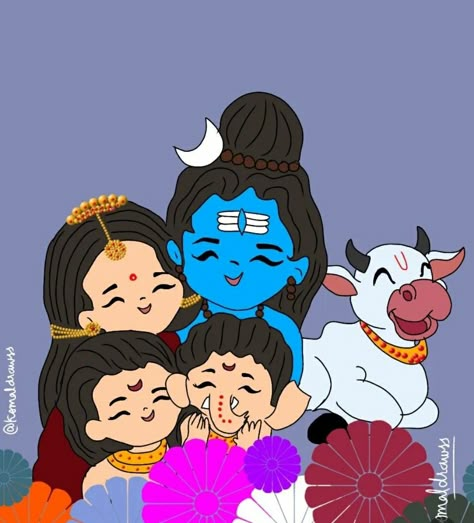 Shiv Painting, Shiv Family, Mere Mahadev, Mahabaleshwar, Ganpati Ji, Baby Ganesha, God's Love Quotes, God Shiva, Chibi Art