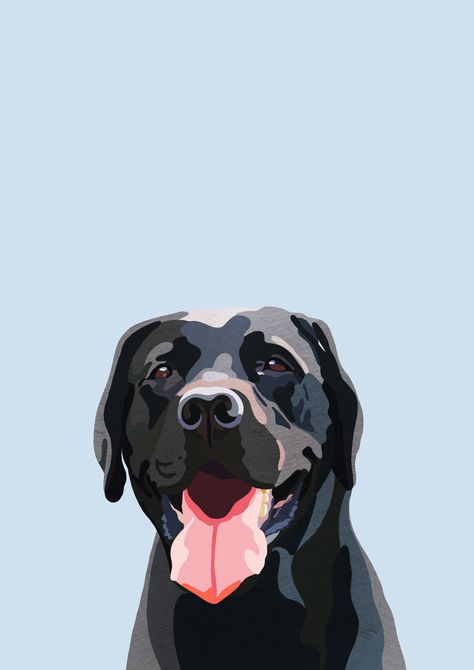 Black Labrador Cartoon, Black Labrador Illustration, Black Lab Illustration, Black Labrador Art, Black Labrador Drawing, Black Dog Drawing, Black Labrador Painting, Drawing Labrador, Labrador Illustration