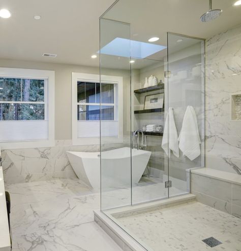 Decorative Covers & Finishes - Quickdrain USA Large Tile Bathroom, Bathroom Floorplan, Bullnose Tile, Polished Porcelain Tiles, Large Tile, Large Format Tile, Marble Look Tile, Glass Shower Doors, Marble Bathroom