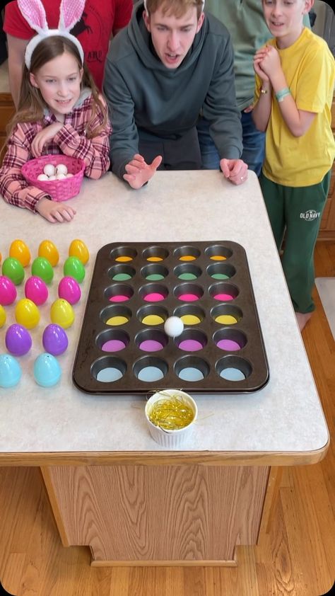 The Easter Muffin Tin Game! 🧁 #reels #games #challenge #easter #easteregghunt #eastersunday @cadburyusa | Instagram Muffin Tin Game, Muffin Tin Christmas Game, Ping Pong Ball Muffin Tin Game, Ping Pong Muffin Tin Game, Family Night Activities, Funny Games For Groups, Gift Games, Easter Games For Kids, Fun Halloween Party Games