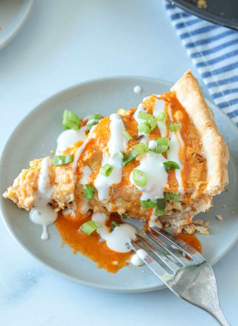 Buffalo chicken pie is the ultimate game day food to serve guests when tailgating or watching football! It combines the best of both worlds, buffalo chicken and pie! Buffalo Chicken Pie, Flakey Pie Crust, Mexican Chicken Salads, Greek Appetizers, Best Party Appetizers, Pulled Pork Nachos, Pork Nachos, Buffalo Chicken Meatballs, Egg Bites Recipe