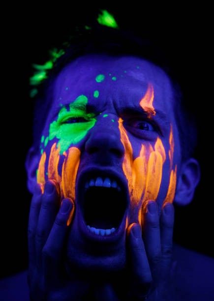 Face Paint For Men, Uv Face Paint, Neon Face Paint, Funky Makeup, Glow Paint, Paint Photography, Glow Party, Neon Party, Neon Art