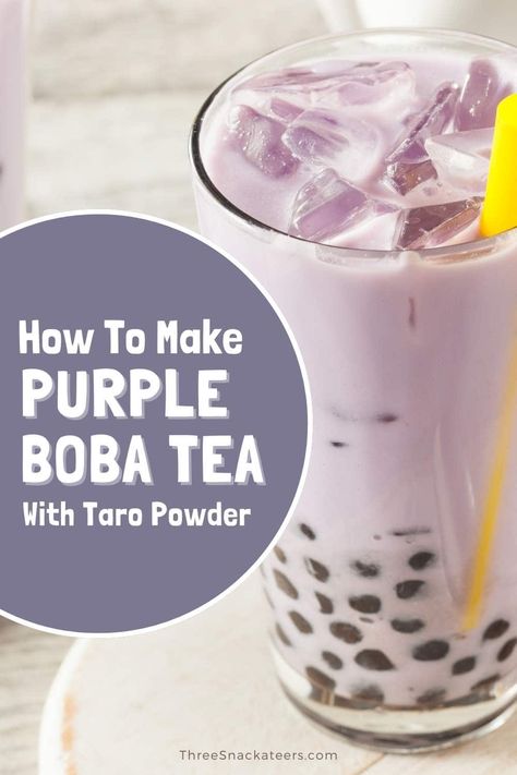 Taro Tea Recipe, Purple Boba Tea, Taro Milk Tea Recipe, Boba Tea At Home, Taro Boba Tea, Easy Bubble Tea Recipe, Taro Smoothie, Taro Powder, Taro Recipes