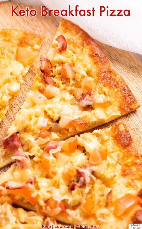 Keto Breakfast Pizza Keto Breakfast Pizza Recipe, Low Carb Breakfast Pizza, Keto Breakfast Pizza, Dairy Free Keto Recipes, Healthy Low Carb Snacks, Gf Breakfast, Food Boards, Bacon And Cheese, Keto Lunch