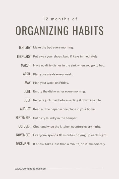 Why 12 Organizing Habits Should Be Your New Year’s Resolution How To Organize Yourself, How To Become An Organized Person, Being More Organized, Life Categories How To Organize, How To Be Organized At Home, Staying Organized At Home, How To Stay Organized At Home, How To Organize My Life, How To Get Organized Life