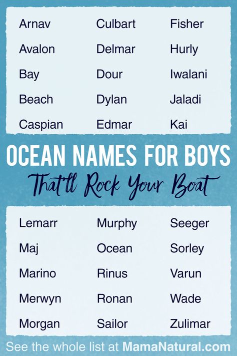 Baby Boy Middle Names, Country Boy Names, Ocean Names, Boy Middle Names, Unique Baby Boy Names, Unique Boy Names, Names For Boys