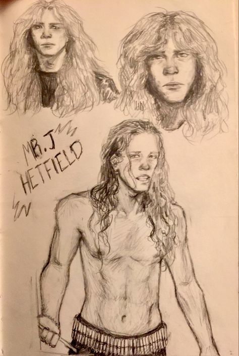 Rockstars Drawing, Rock Music Drawing, James Hetfield Fanart, James Hetfield Drawing, Young James Hetfield, Metalhead Drawing, Rockstar Drawing, Metallica Drawing, Metallica Fanart