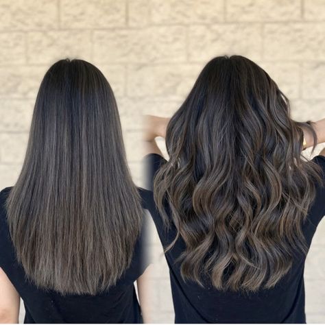 Hair Balayage Straight, Black Hair Balayage Straight, Partial Balayage Black Hair, Balayage Black Hair, Balayage Black, Black Straight Hair, Partial Balayage, Balayage Straight, Color Balayage