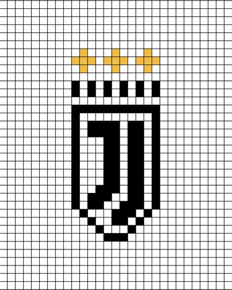 A pixel art template of the Juventus F.C. logo (stands for football club), or if American, Soccer.

This version is the modern shield, with 3 stars on top. Man City Pixel Art, Pixel Art Manchester United, Pixel Art Ronaldo, Football Pixel Art, Pixel Art Football, Pixel Art Logo, Manchester City Logo, Pixel Logo, Square Drawing