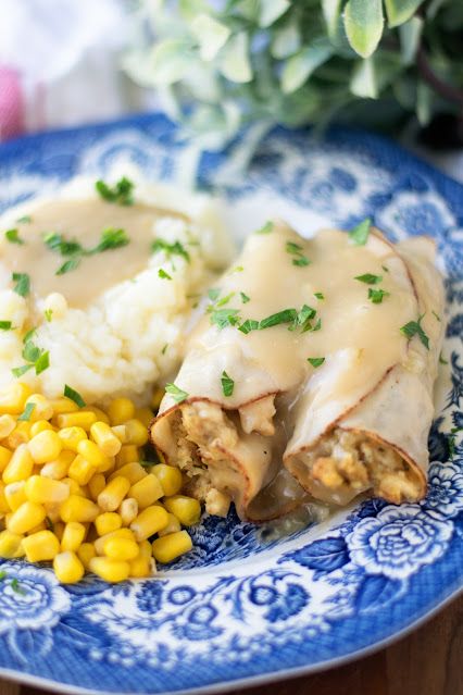 Turkey Roll Ups With Stuffing, Turkey Roll, Turkey And Stuffing, Turkey Roll Ups, Vegetarian Gravy, Gravy Packet, Chicken Casseroles, Instant Mashed Potatoes, Healthy Baked Chicken